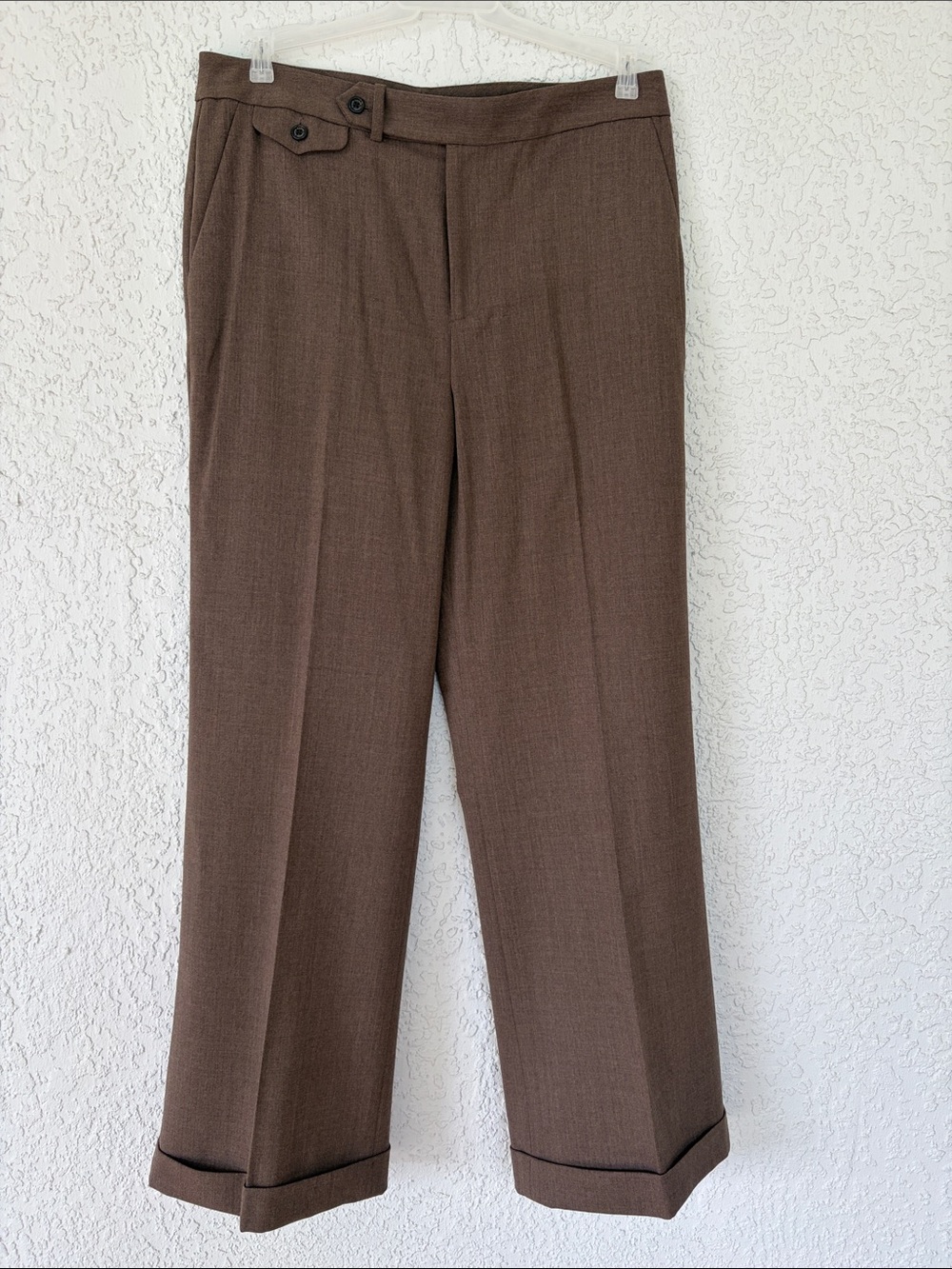 Ralph Lauren Brown wool Dress Pants with Button Tab size 12